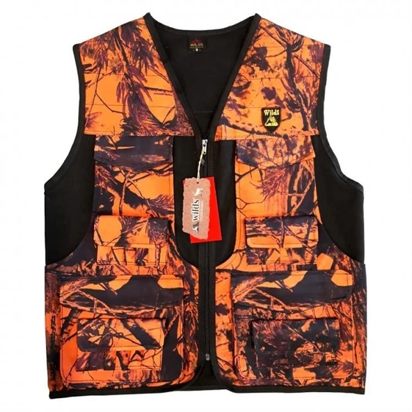 HAKİ TURUNCU KAMUFLAJ AVCI YELEĞİ YEL27173HT - 13