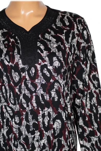 Hesna Kadın Minel Battal Beden Kuplu Boydan Siyah Elbise Desen 20 - 2