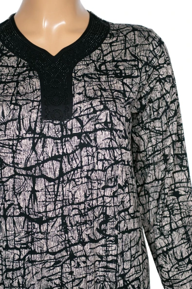 Hesna Kadın Minel Battal Beden Kuplu Boydan Siyah Elbise Desen 22 - Resim 2