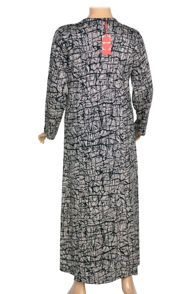 Hesna Kadın Minel Battal Beden Kuplu Boydan Siyah Elbise Desen 22 - Resim 3