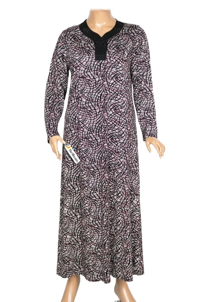 Hesna Kadın Minel Battal Beden Kuplu Boydan Siyah Elbise Desen 24