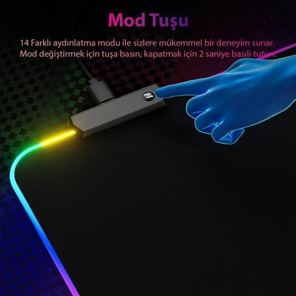 Powermaster PM-25114 XL RGB Gaming Mouse Pad 14 Modlu - 2
