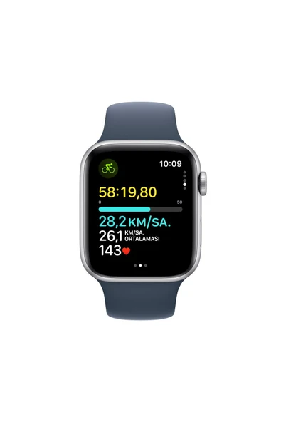 Apple Watch SE GPS + Cellular 44mm Gümüş Alüminyum Kasa ve Fırtına Mavisi Spor Kordon - M/L - 6