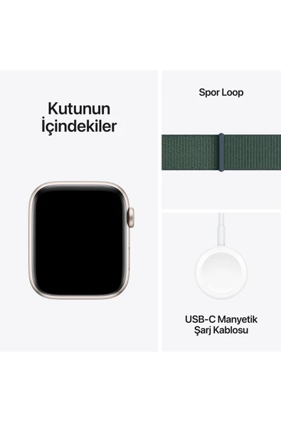 Apple Watch SE GPS + Cellular 44mm Starlight Aluminium Case with Lake Green Sport Loop - 7
