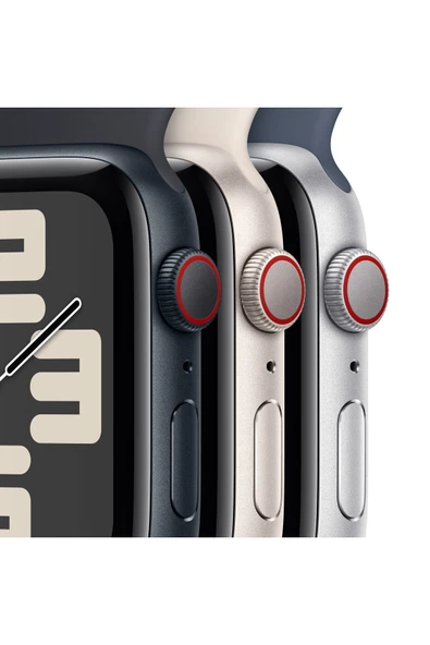 Apple Watch SE GPS + Cellular 44mm Gümüş Alüminyum Kasa ve Fırtına Mavisi Spor Kordon - M/L - 3