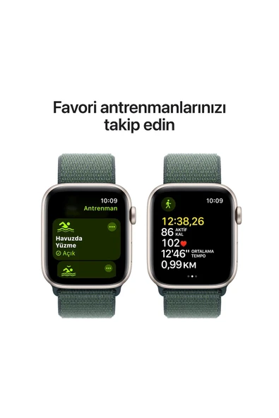 Apple Watch SE GPS + Cellular 44mm Starlight Aluminium Case with Lake Green Sport Loop - 6