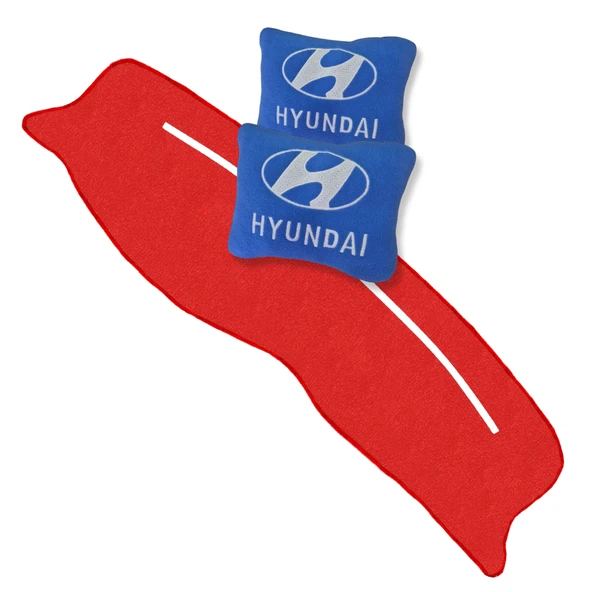 Hyundai Accent Yumurta Kasa Kırmızı Torpido Koruma Halısı Hyundai Nakışlı Mavi Polar Oto Yastık ürün görseli