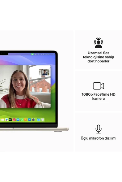 13-inch MacBook Air: Apple M3 chip with 8-core CPU and 8-core GPU, 16GB, 256GB SSD - Yıldız Işığı - 6