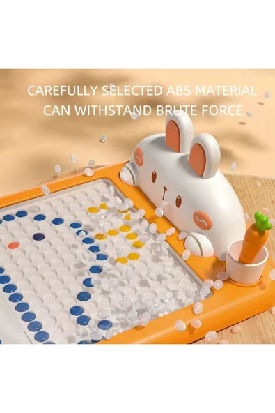 Manyetik Kodlama Oyuncağı Çizim Tahtasında Boncuk Turp Kalem Montessori Erken eğitim Tableti Tavşan - 3