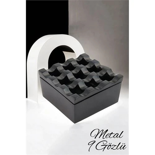 Siyah Metal 9 Gözlü Kül Tablası