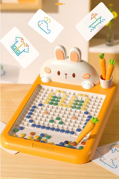 Manyetik Kodlama Oyuncağı Çizim Tahtasında Boncuk Turp Kalem Montessori Erken eğitim Tableti Tavşan - 4
