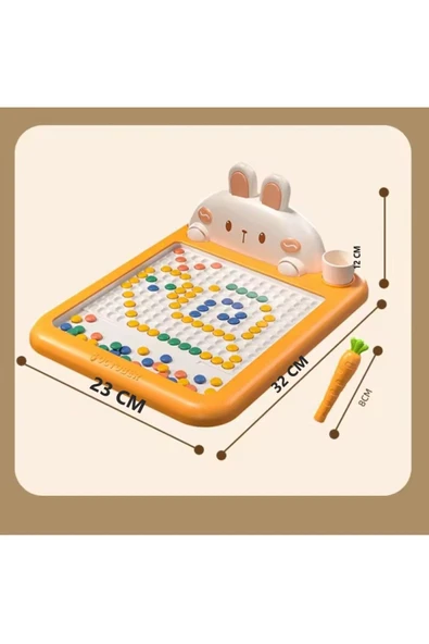 Manyetik Kodlama Oyuncağı Çizim Tahtasında Boncuk Turp Kalem Montessori Erken eğitim Tableti Tavşan - 6