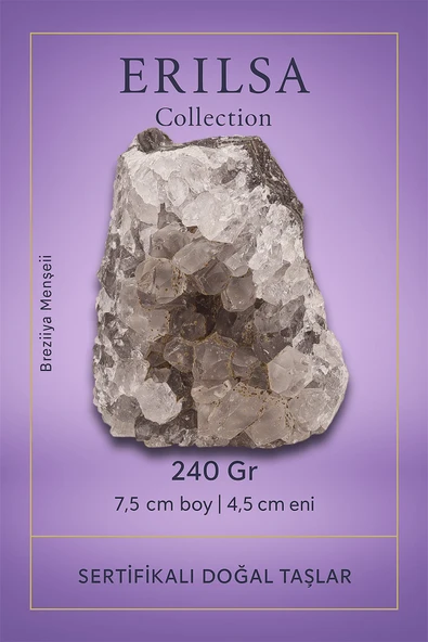 Sertifikalı Kahverengi Ametist Taşı Kütlesi 240 Gr – Ham Doğal Kristal Dekoratif Taş Parçası ürün görseli