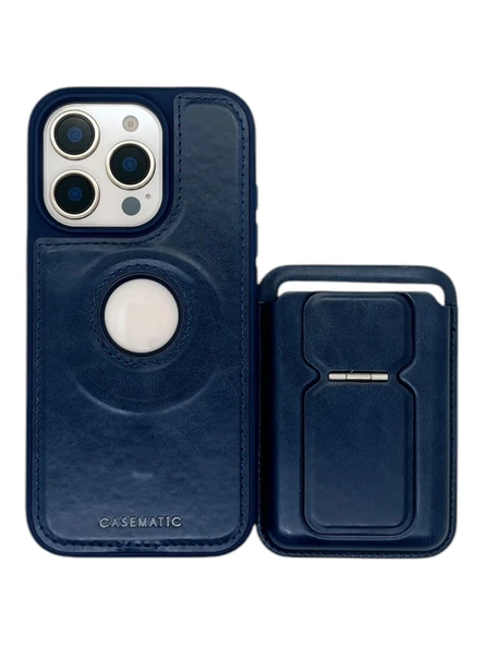 iPhone 13 Pro Max Uyumlu Standlı Kartlıklı Magsafe Wireless Şarj Özellikli Deri Cüzdan Kılıf - 10