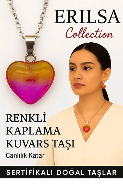 Sertifikalı Renkli Kaplama Kuvars Taşı Kolye (Mor Sarı) – Zihinsel Berraklık ve Yaşam Enerjisi Taşı ürün görseli