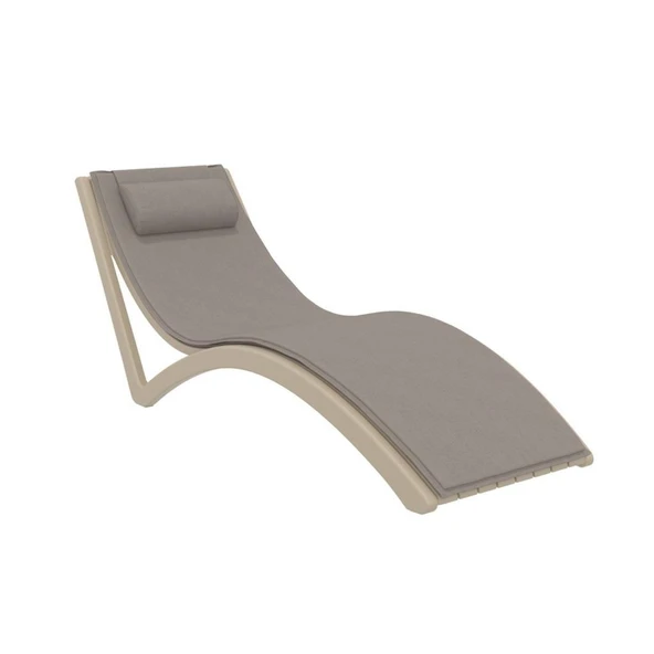 Omnipazar TRK-087 Siesta Minderli Yastıklı Lüks Ergonomik Slim Şezlong Kum Gri 2'li Set - 2