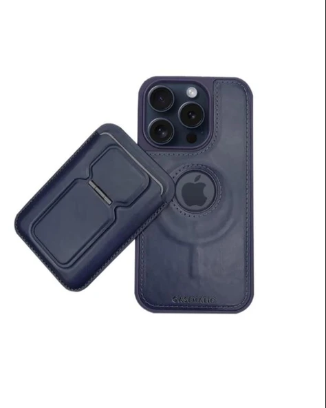 iPhone 13 Pro Max Uyumlu Standlı Kartlıklı Magsafe Wireless Şarj Özellikli Deri Cüzdan Kılıf - 6