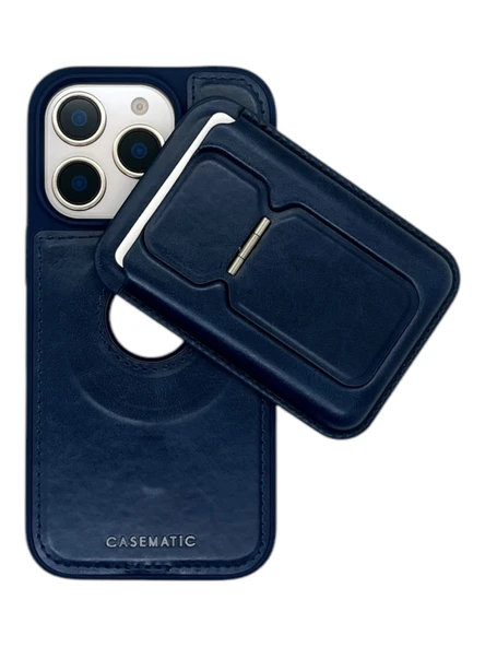 iPhone 13 Pro Max Uyumlu Standlı Kartlıklı Magsafe Wireless Şarj Özellikli Deri Cüzdan Kılıf - 7