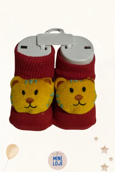 Kırmızı Ayıcık Desenli Yenidoğan Bebek Çorap (0/3 Ay) - 2
