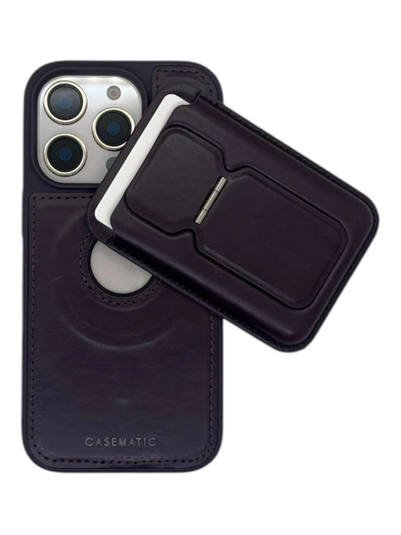 iPhone 13 Pro Max Uyumlu Standlı Kartlıklı Magsafe Wireless Şarj Özellikli Deri Cüzdan Kılıf - 2