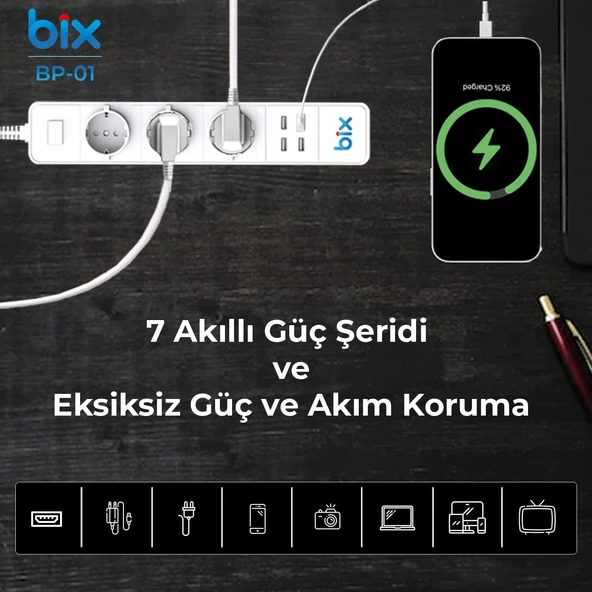 Bix Bp-01 Wifi Akım Korumalı Hızlı Şarj Özellikli Akıllı Priz - 7