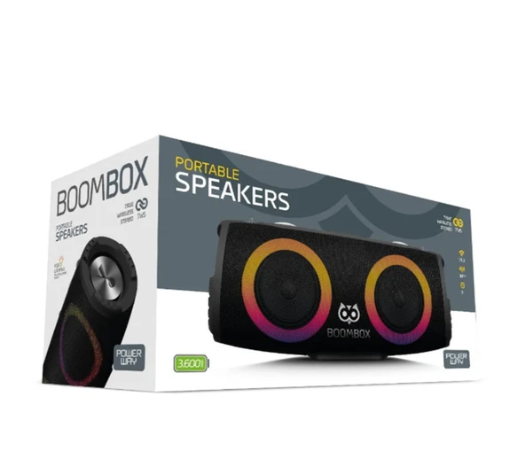 BoomBox Bluetooth Hoparlör Hi-Fi Ses Bo.mbası Radyo 30W Çift Bass Usb Hafıza Kartı Aux Led Işıklı 333x140x144 mm - 2