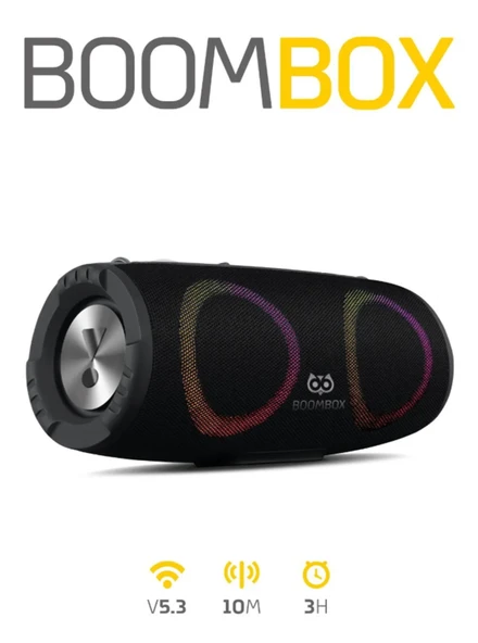BoomBox Bluetooth Hoparlör Hi-Fi Ses Bo.mbası Radyo 30W Çift Bass Usb Hafıza Kartı Aux Led Işıklı 333x140x144 mm