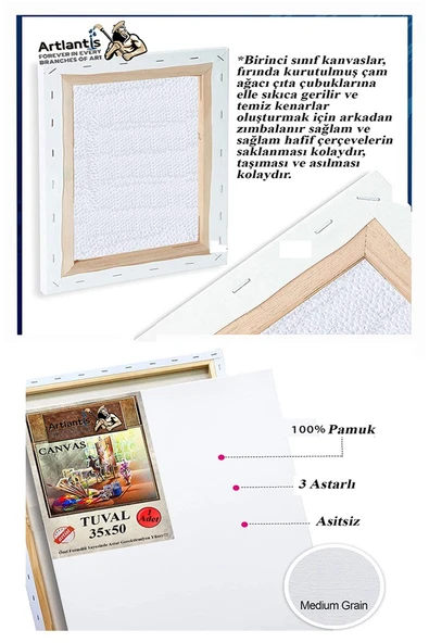 Mini Şövale 25x35 2 li Tuval Mydido 12 Renk Akrilik Boya Başlangıç Seti Fırça Palet Ponpon Su Kabı Masaüstü Sanatsal - 6