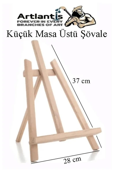 Mini Şövale 25x35 2 li Tuval Fanart 12 Renk Akrilik Boya Başlangıç Seti Fırça Palet Ponpon Su Kabı Masaüstü Sanatsal - 3