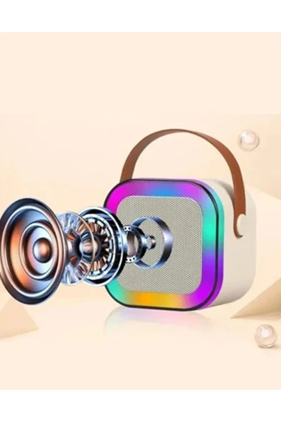 Karaoke Kablosuz Hoparlör Mikrofonlu Rgb Işıklı Bluetooth Speaker Tf Kart/usb Siyah - 2
