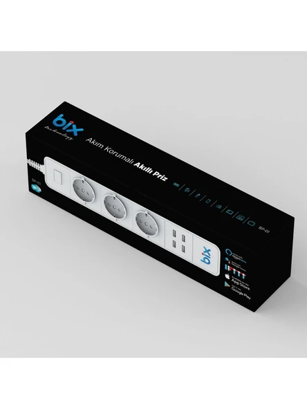Bix Bp-01 Wifi Akım Korumalı Hızlı Şarj Özellikli Akıllı Priz - 6