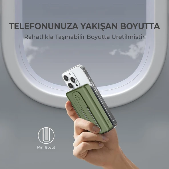 Bix PB105 Yeşil 10000 mAh Hızlı Şarj Destekli - Kablosuz - LED Göstergeli Powerbank - 7