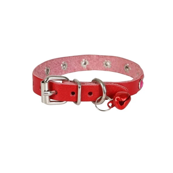 Doggie Taşlı Kedi ve Yavru Köpek Tasması 1,5x29 cm Kırmızı XLarge - 2