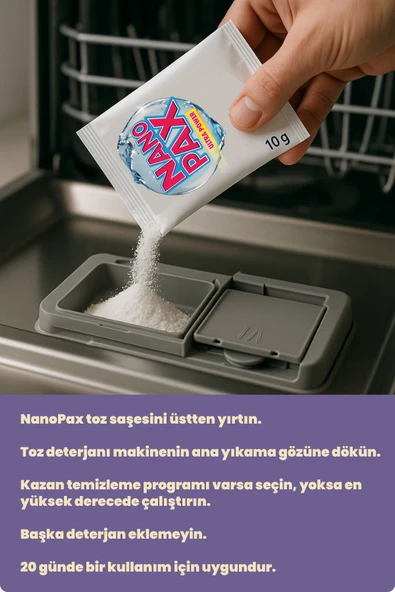Bulaşık Makinesi Temizleyici Toz Bakım Saşesi (6 adet X 10gr) - 4