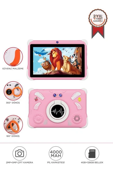 Torima T15 Pembe 4GB +128 GB Tablet Çocuk Tableti Kılıf Hediyeli