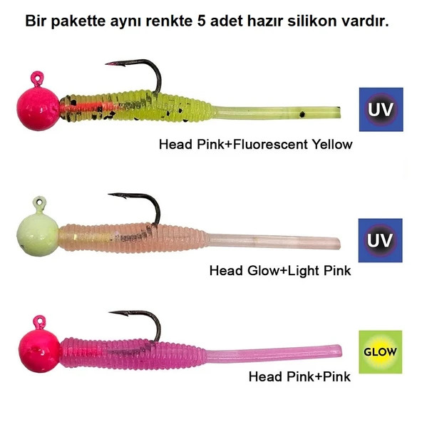 Kendo Hook Worm 1.5gr Jighead 4.5cm Lrf Silikonu (5'li Paket)
