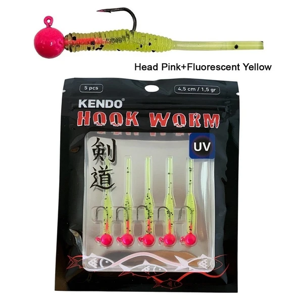 Kendo Hook Worm 1.5gr Jighead 4.5cm Lrf Silikonu (5'li Paket) - 3