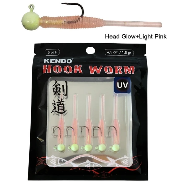 Kendo Hook Worm 1.5gr Jighead 4.5cm Lrf Silikonu (5'li Paket) - 2
