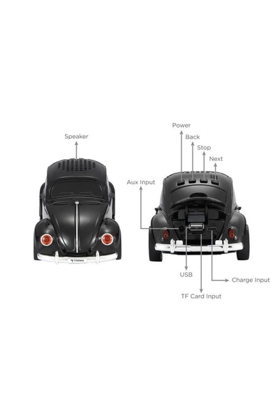Torima D-49 Gri Araba Voswos Retro Tasarım USB/TF/FM Bluetooth Hoparlör Speaker - Resim 2