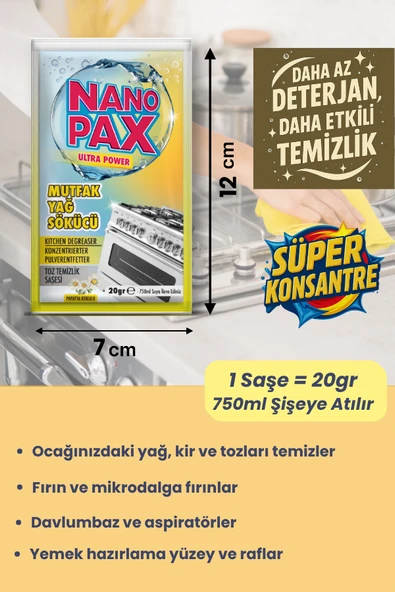 Mutfak - Yağ Sökücü Toz Temizlik Saşesi (6 adet X 20gr) - 3