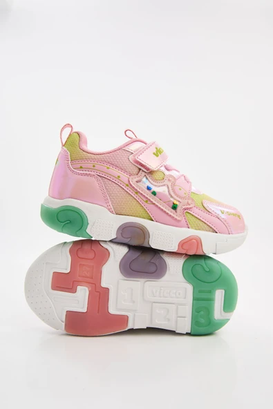 Vicco Queen Kız Çocuk Simli Cırtlı Işıklı Hafif Günlük Spor Ayakkabı - 6