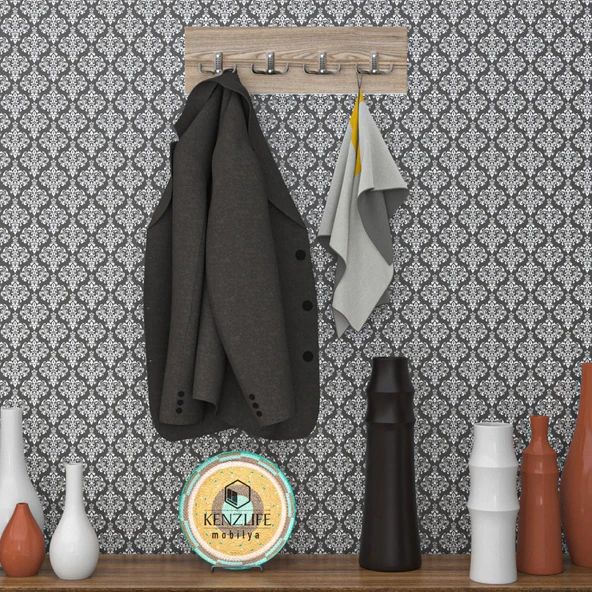 Kenzlife askılık tokadi mat cordoba renk suntalam 4 adet metal krom renk portmanto ürün görseli