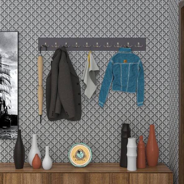 Kenzlife askılık tokadi mat gri renk suntalam 10 adet metal krom renk portmanto ürün görseli