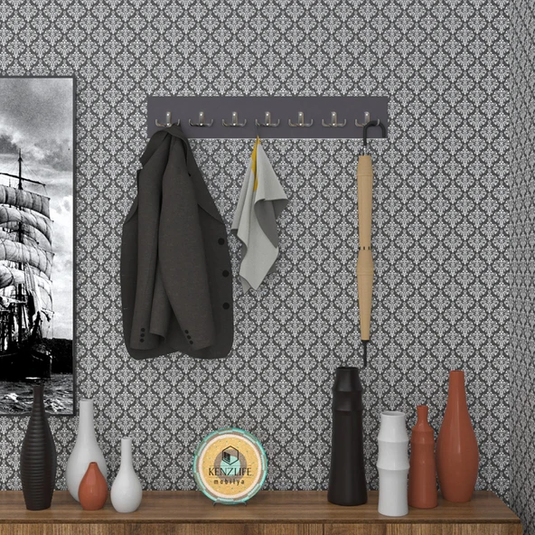 Kenzlife askılık tokadi mat gri renk suntalam 7 adet metal krom renk portmanto ürün görseli