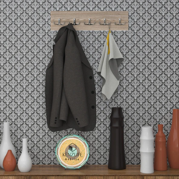 Kenzlife askılık tokadi mat cordoba renk suntalam 5 adet metal krom renk portmanto ürün görseli