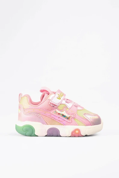 Vicco Queen Kız Çocuk Simli Cırtlı Işıklı Hafif Günlük Spor Ayakkabı - 4