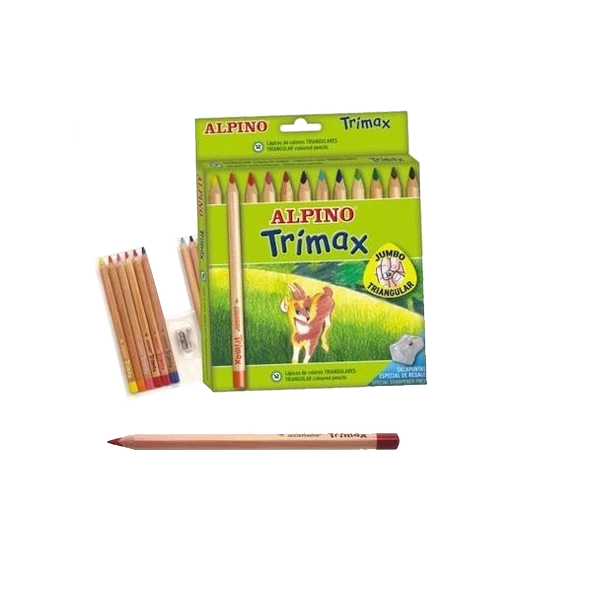 Alpino Kuru Boya Trimax Karton Kutu Jumbo Tam Boy Üçgen 12 Li