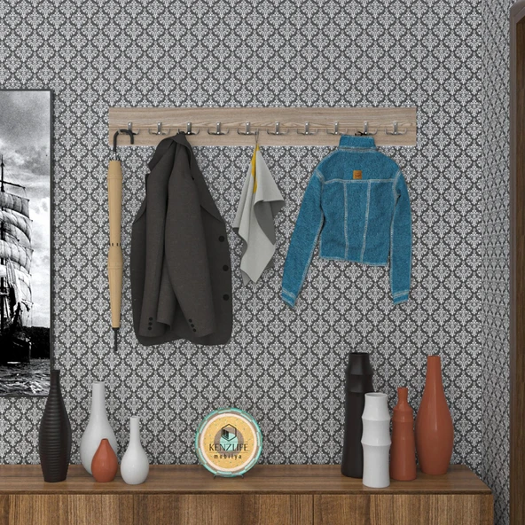 Kenzlife askılık tokadi mat cordoba renk suntalam 10 adet metal krom renk portmanto ürün görseli