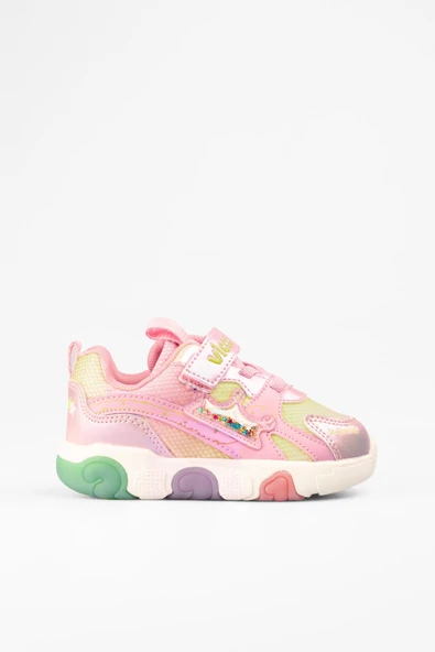 Vicco Queen Kız Çocuk Simli Cırtlı Işıklı Hafif Günlük Spor Ayakkabı - 3