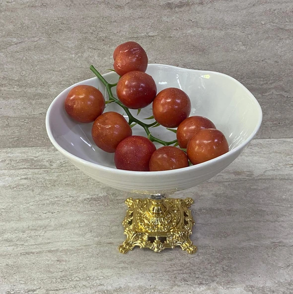 Porselen Ayaklı Bol Kase Gold Ayaklı 20 CM - 2